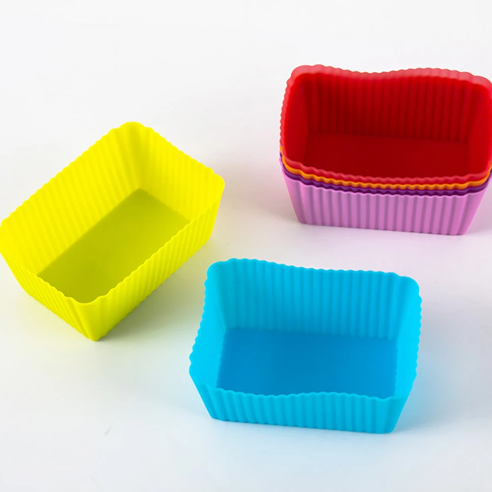 

6pcs Silicone Cake Mold Round Shape Rectangular Silicone Bread Pan Cake Round Shape Mold Muffin Cupcake Baking Pans