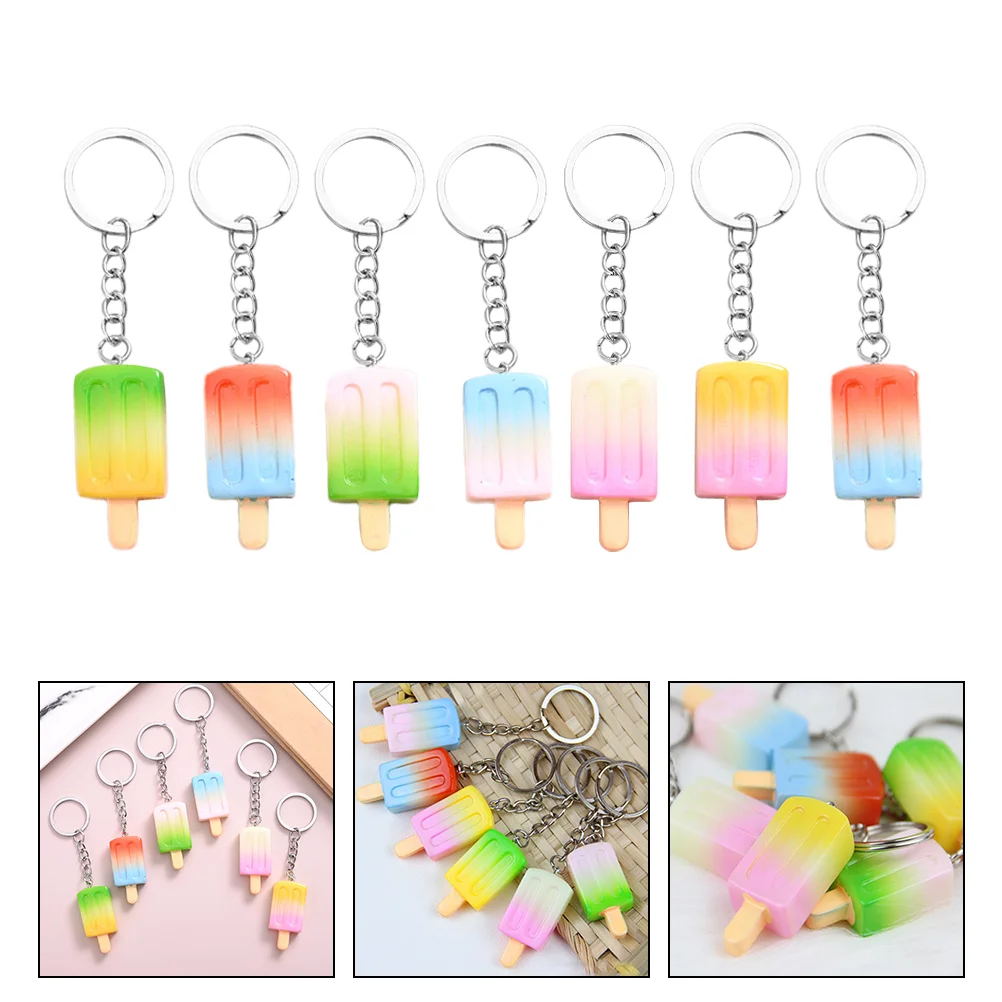 

7Pcs Creative Popsicle Key Ring Bag DIY Pendant Key Ornament Chic Key Holder