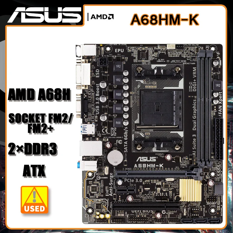 

Socket FM2/FM2+ Motherboard AMD A68H DDR3 Motherboard ASUS A68HM-K Motherboard 32GB PCI-E 3.0 USB3.0 Micro ATX for AMD A8 6600K