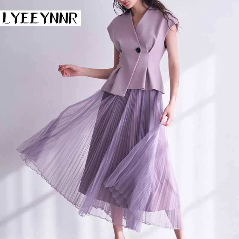 LYEEYNNR однотонный нежный женский комплект из 2 предметов тонкие топы без рукавов с