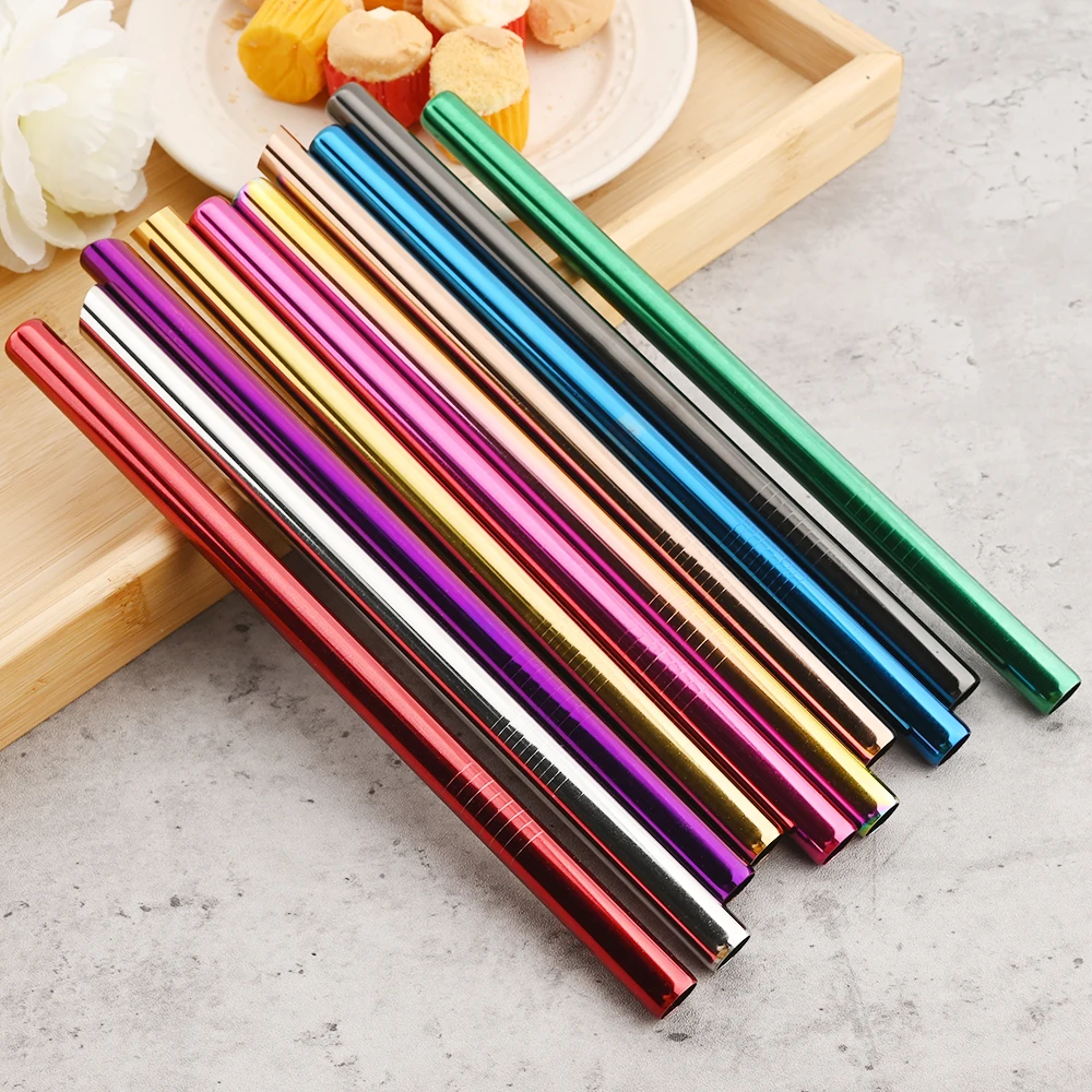 Многоцветная многоразовая соломинка для напитков 304 из нержавеющей стали с