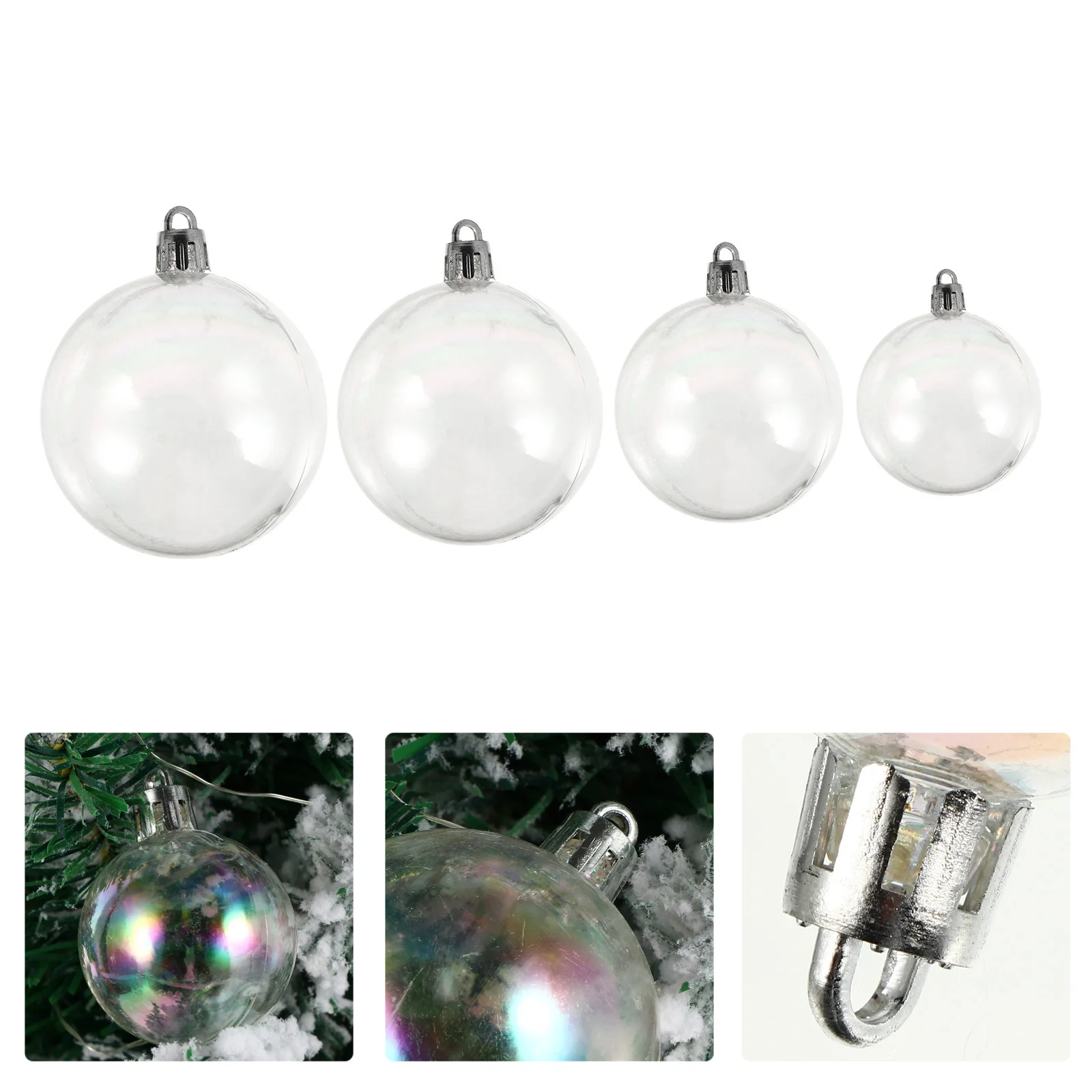 

18 Pcs Cake Decorations Clear Iridescent Clear Ornaments Plastic Christmas Hanging Ball Baubles Sphere Set Xmas Hanging Ball