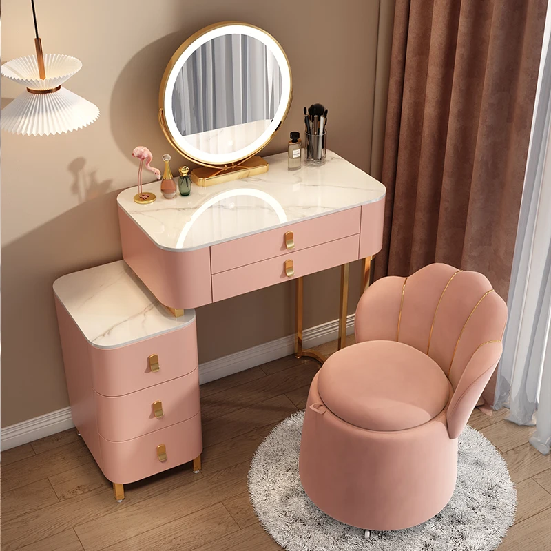 

Light Luxury Advanced Sense Rock Board Dressing Tables Storage Cabinet Integrated Bedroom Modern Simple Makeup Table Girls Gift
