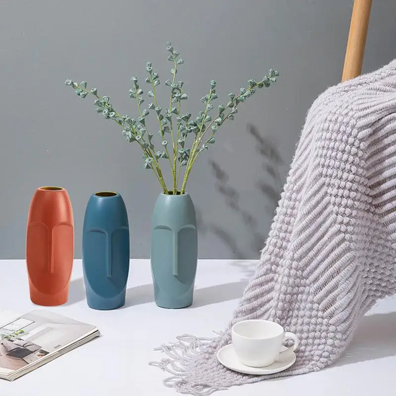 

Flower Vase Home Decoration Plastic Vase White Imitation Ceramic Flower Pot Flower Basket Nordic Decoration Vases For Flowers