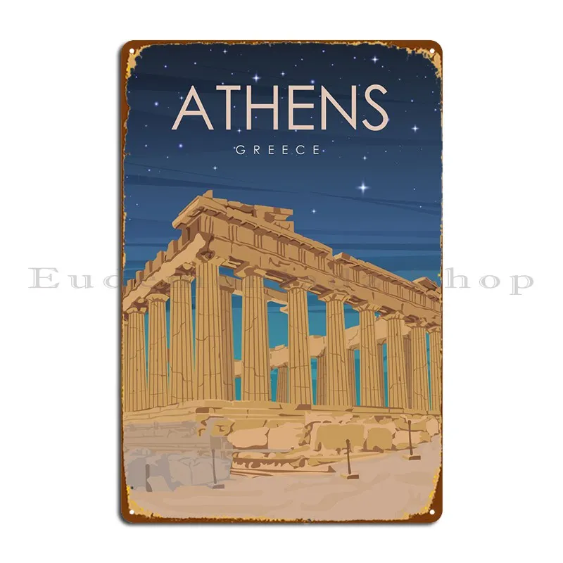 

Афины, Греция ночью, металлическая табличка, Настенный декор, настенная пещера, гостиная, картина, на заказ жестяной знак постер