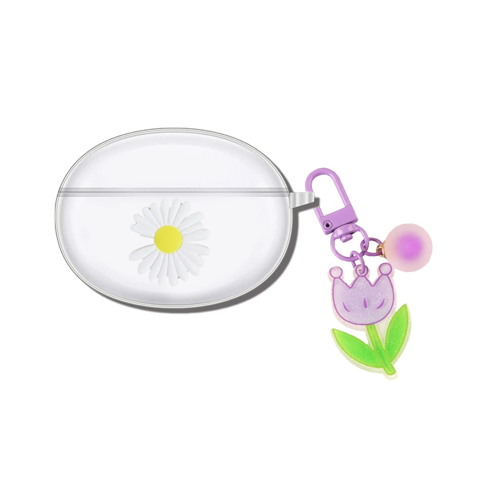 

Чехол для OPPO Enco Free2 / Free 2i, симпатичный цветок, тюльпан, брелок, прозрачный силиконовый чехол для Bluetooth наушников, мягкий чехол для телефона