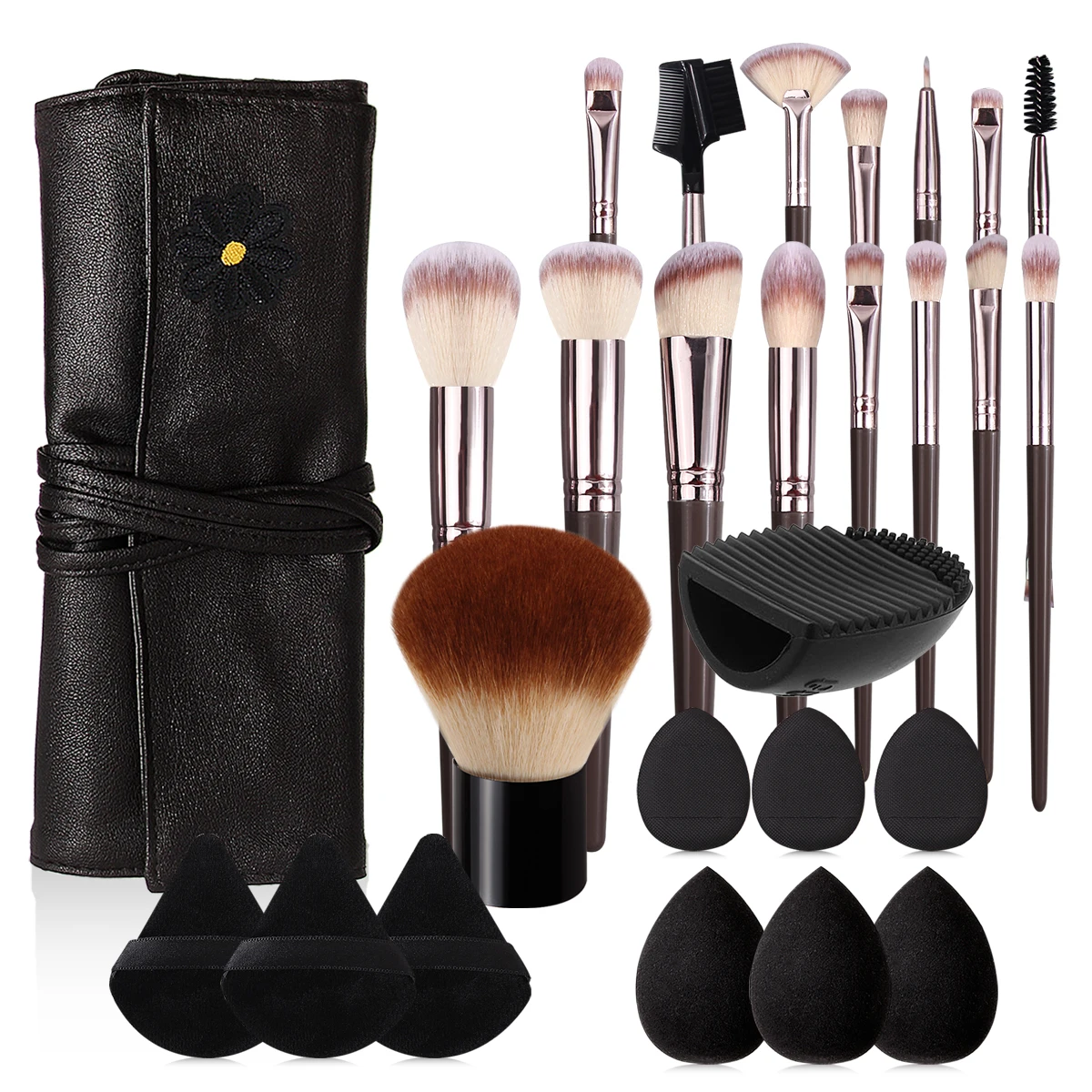 Набор Кистей Для Макияжа Из 27 Предметов С 15 Кистями Kny 9 Губками 1 Кистью Чистки