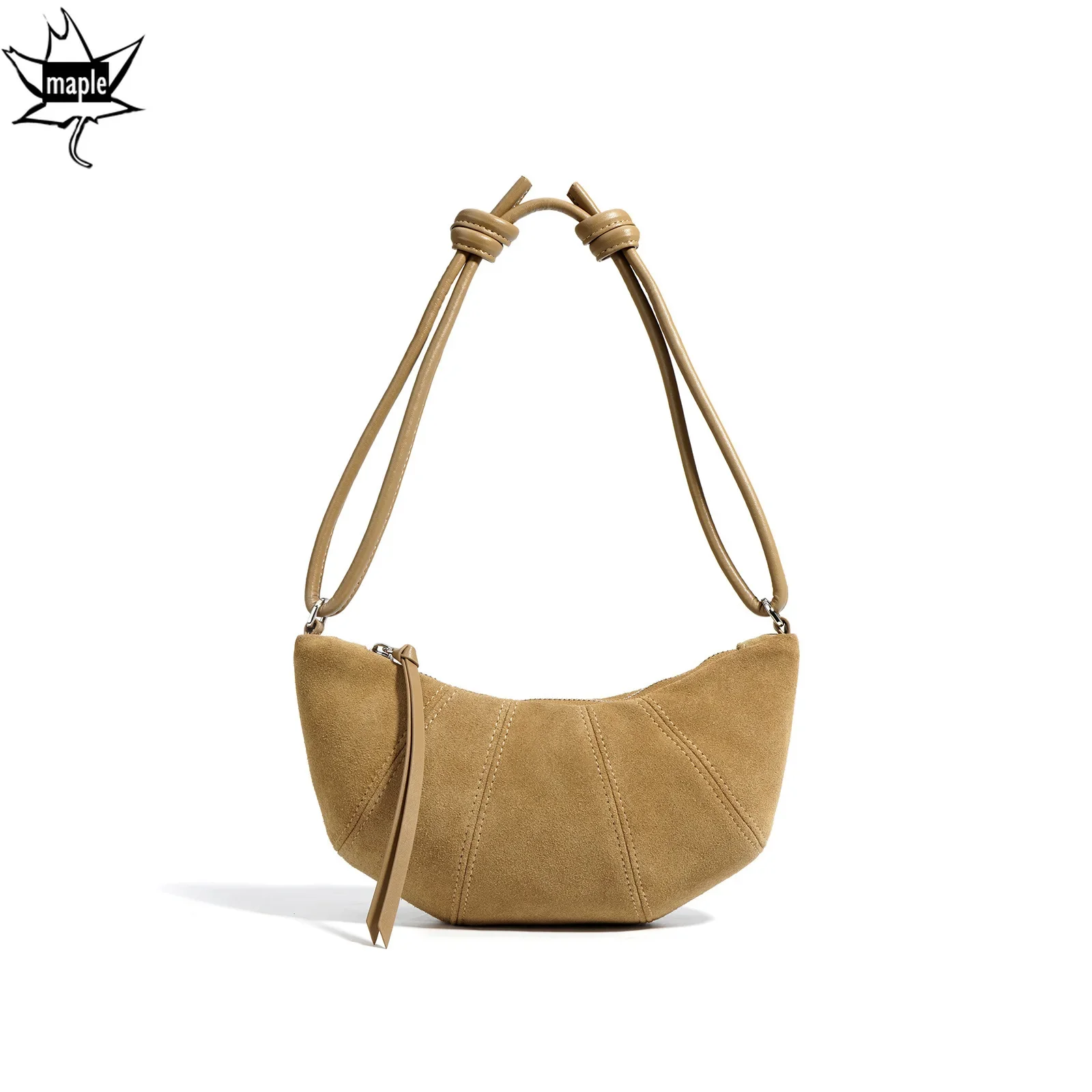 Женская сумка-Кроссбоди из натуральной замши с круассанами