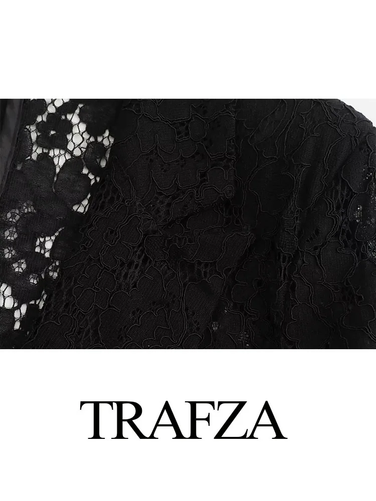 Новый женский элегантный однотонный кружевной ажурный костюм с одним воротником