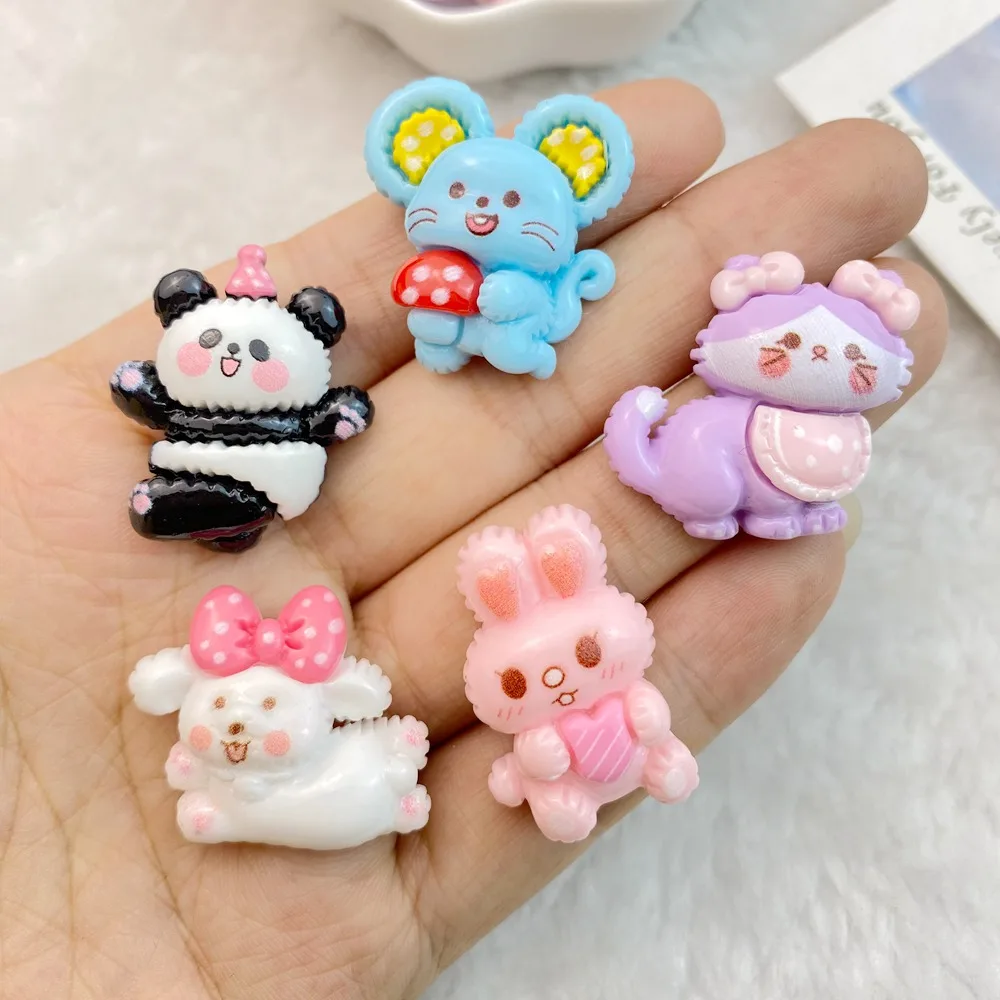 10 шт. новый милый мультяшный медведь кролик кошка мышь серия с плоской спинкой