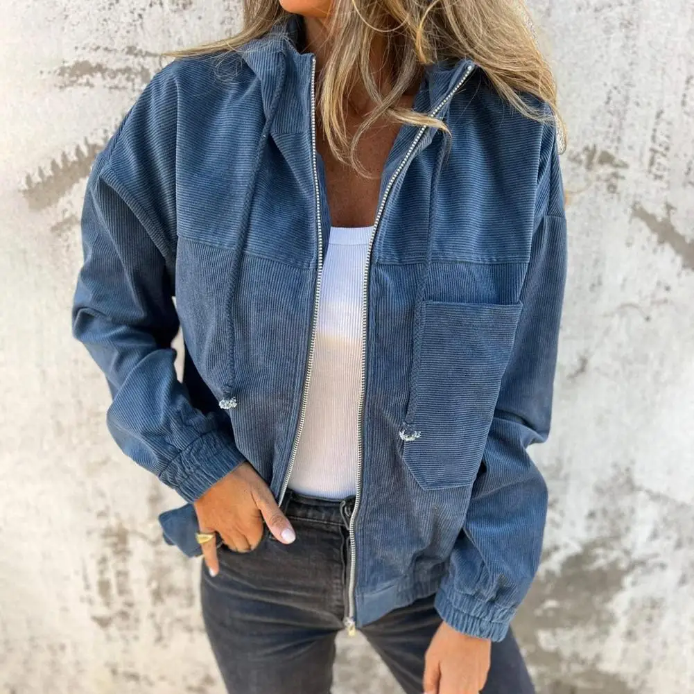 Весенне-осеннее женское пальто свободная однотонная куртка-кардиган с капюшоном