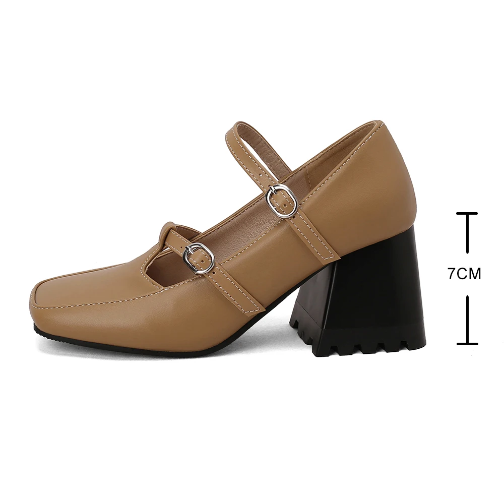 Vintage Students Lolita Shoes Casual Mary Janes High Heels Women Elegant Fashion Chunky Heel Pumps Ladies Retro Style Design