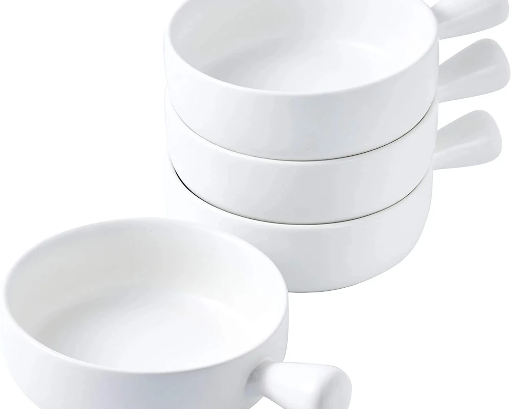 

20 Ounce Set Of 4 Porcelain Matte Glaze Bowl With Handle French Onion