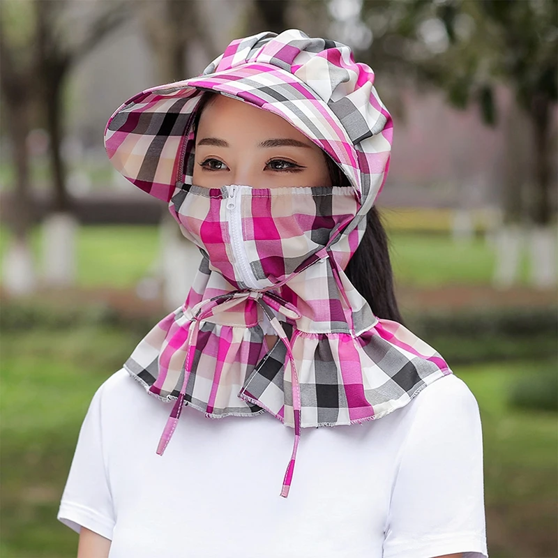 

Шляпа Женская клетчатая многофункциональная с защитой от УФ-лучей и широкими полями