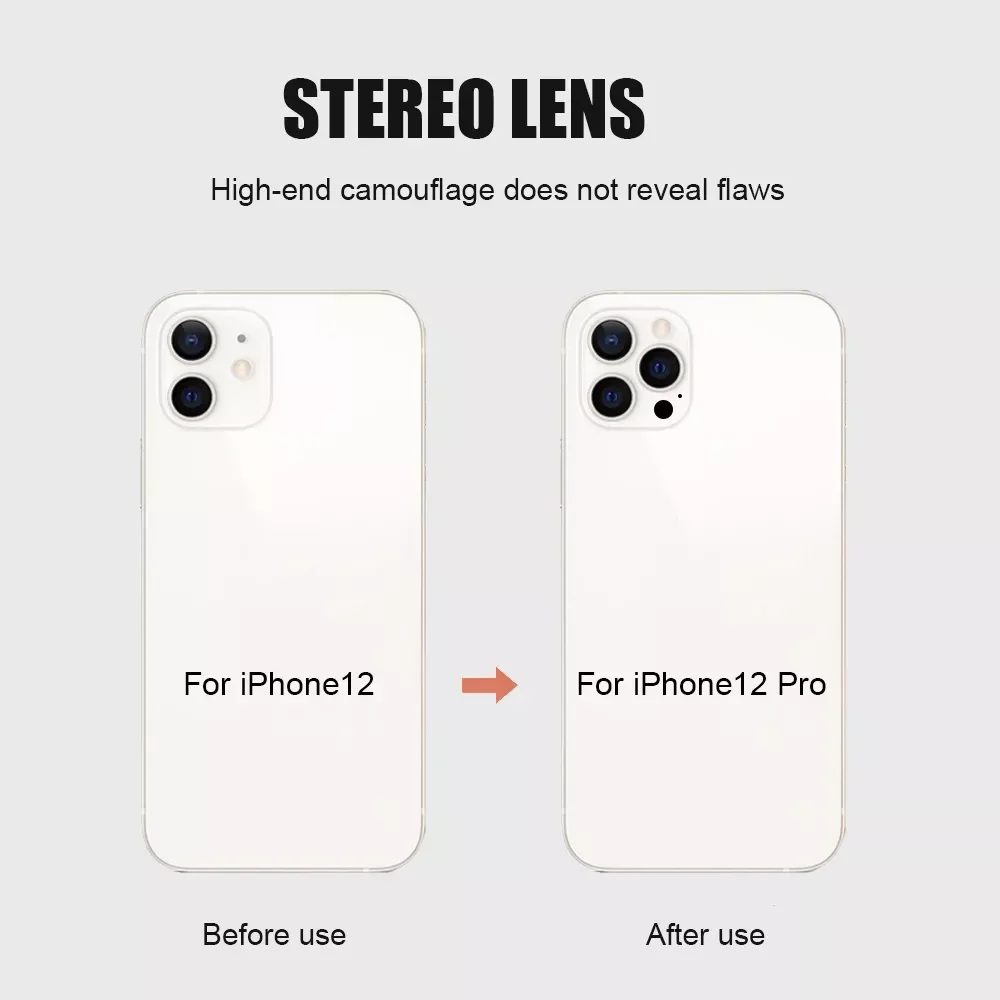 New Camera Lens Seconds Change Back Film For iPhone 12 to 12 PRO Phone Shot Titanium Alloy Skin Sticker Protector Modified Cover