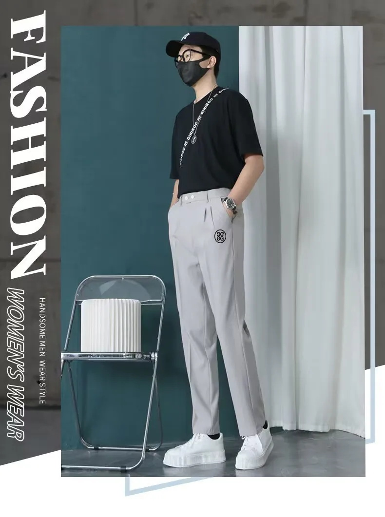 Casual Suit Pants 2023 Men's Summer Thin Straight Trousers Men's Golf Loose Long Trousers