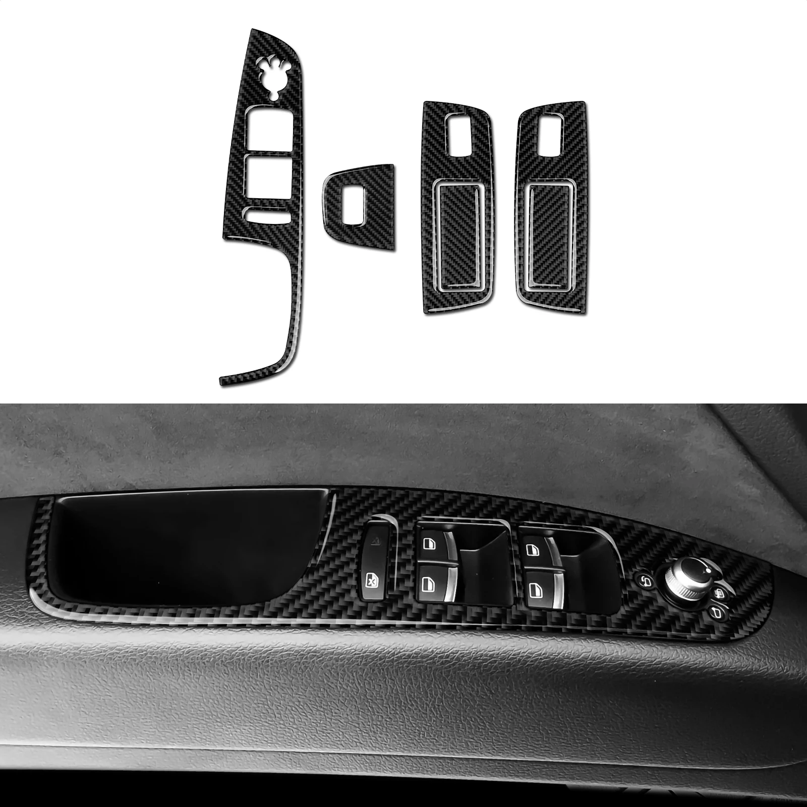 

Для Audi Q7 4L (2008-2015) панель кнопок переключателя подъема окна, внутренняя наклейка из углеродного волокна, аксессуары для отделки автомобиля