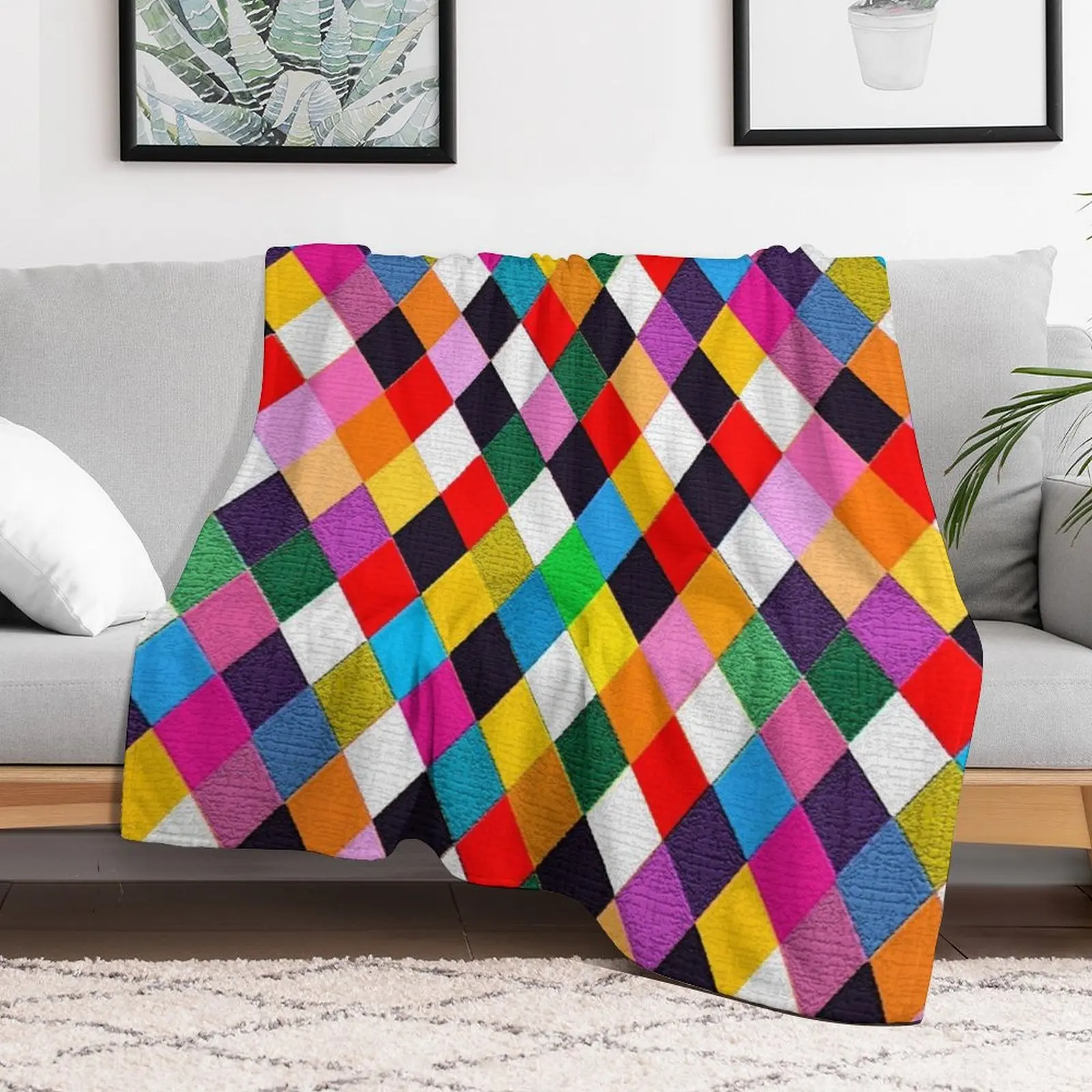 MARDI GRAS HARLEQUIN PATTERN Красочные карнавальные бриллианты Bulgan Lumini Плед Фланелевые