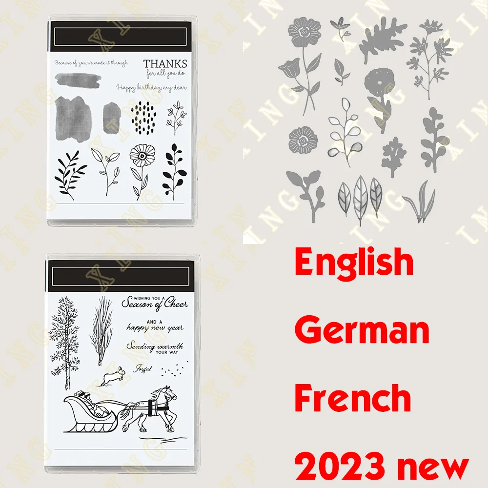 

Christmas Sledding Flowers Metal Cutting Dies Clear Stamps Scrapbook Diary Decoration Embossing Stencil Template Handmade New