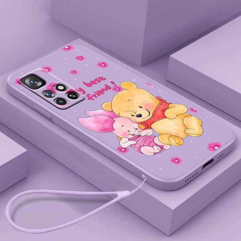 

Disney Winnie Pooh Cute For Redmi K60 K50 K40 K30 K20 10C X 9C T AT A 8A 7A Gaming Pro Plus Liquid Rope Phone Case