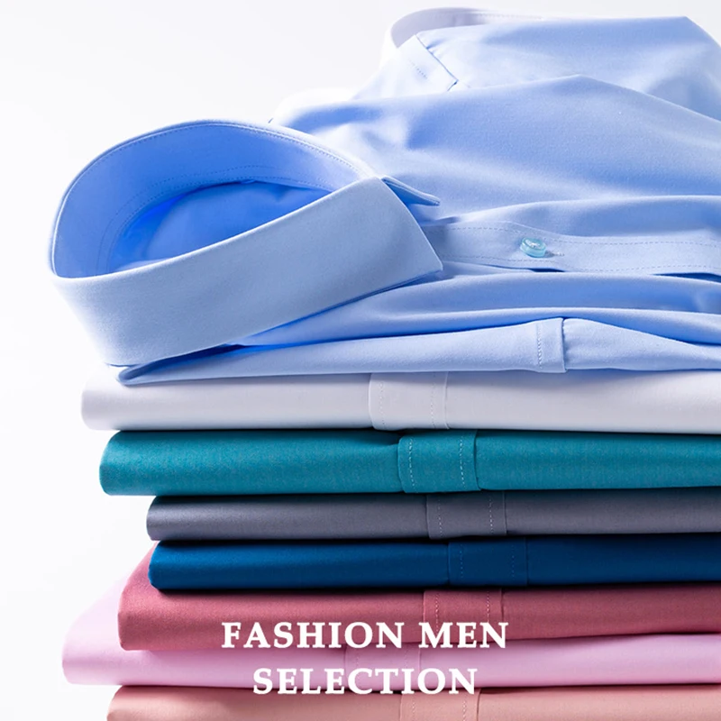 

Рубашка мужская с длинным рукавом, эластичная Удобная формальная деловая белая рубашка из бамбукового волокна, не требует глажки