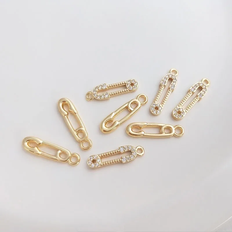 

1Pcs 18*5mm 19*5mm Safety Paper Pin Clip Necklace Pendant Women Hollow Zircon Collarbone Chains Choker Necklace Fashion Jewelry