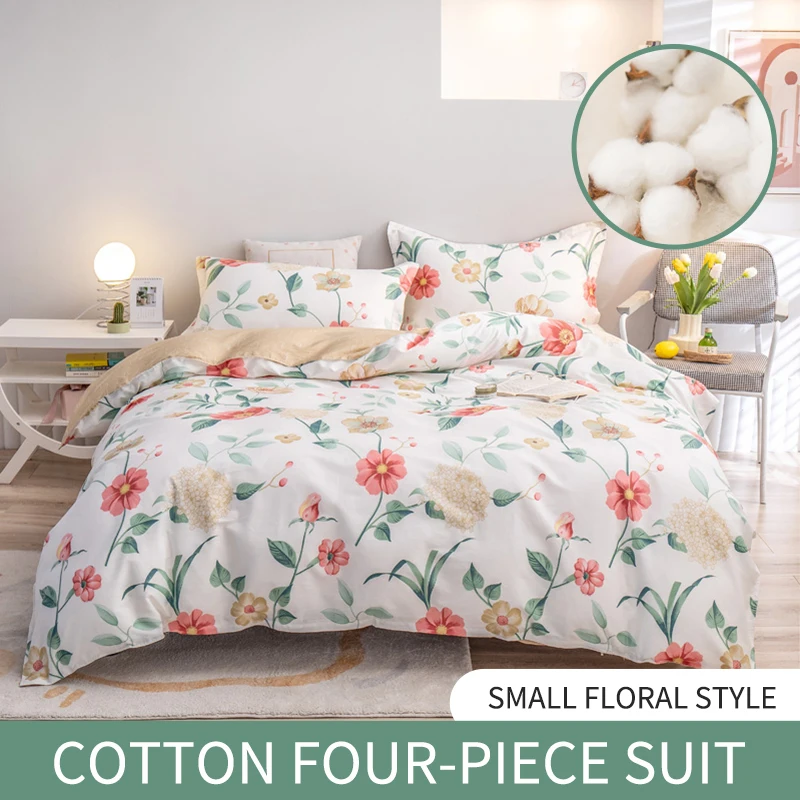 European Style Floral 100% Cotton Bedding Set,128x68 Fabric,Skin Friendly,A/B Sides Design,Customized Size