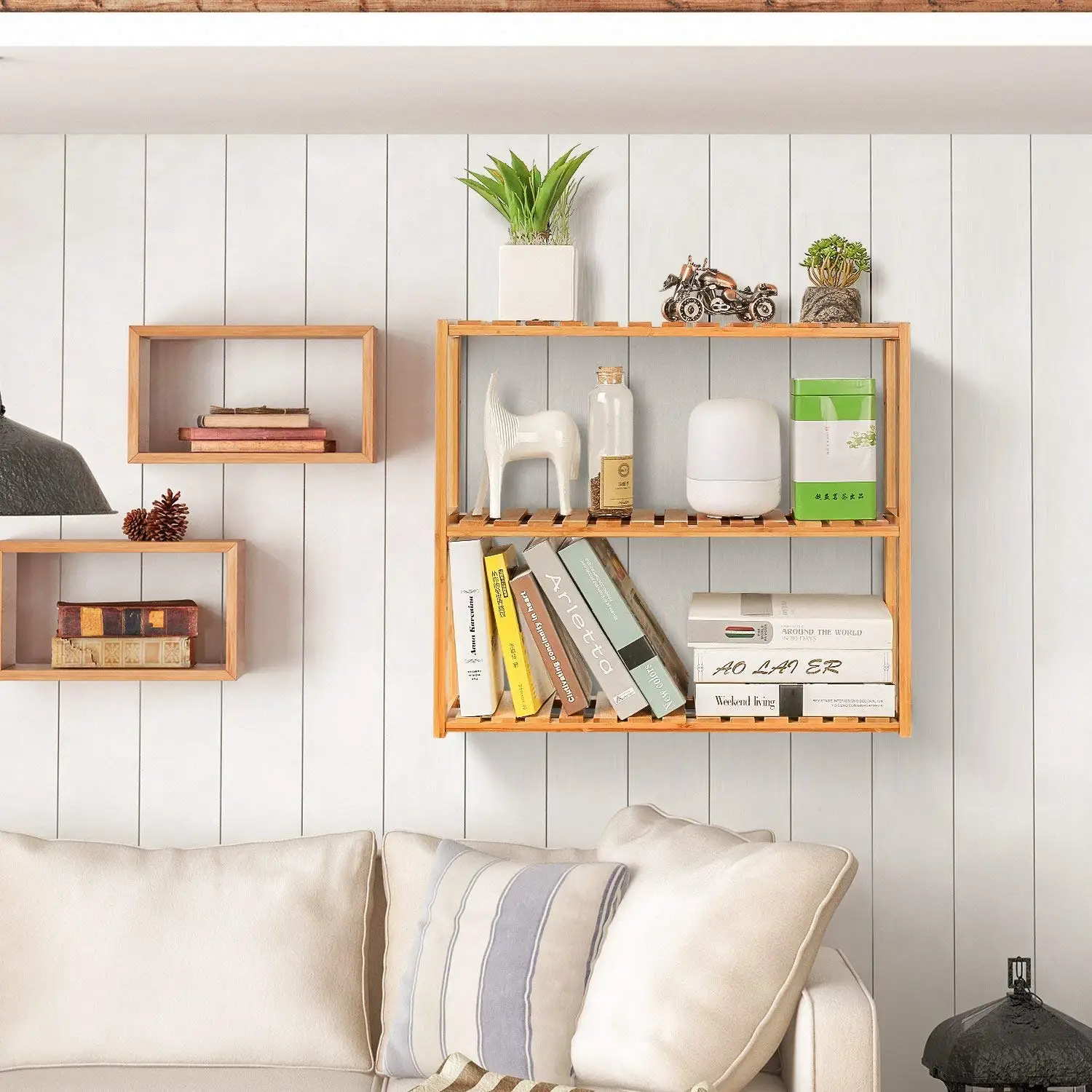 

NEW 3 Tier Bamboo Bathroom Kitchen Wall Mounted Shelf Storage Hanging Rack Unit Shelf Organizer