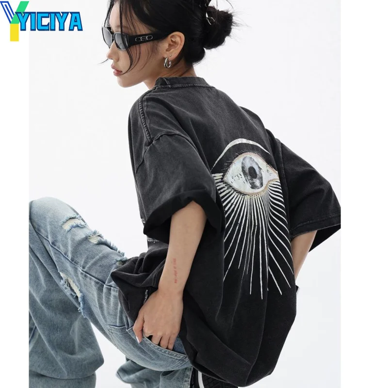 

YICIYA T-shirt y2k Top women t-shirts crop top blouses short sleeves 2023 Oversized tshirts American tees shirt Woman clothing