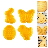 4pcs easter element cookie mold kitchen cookie cutter baking mold 3d die fondant cake decorating tools for household