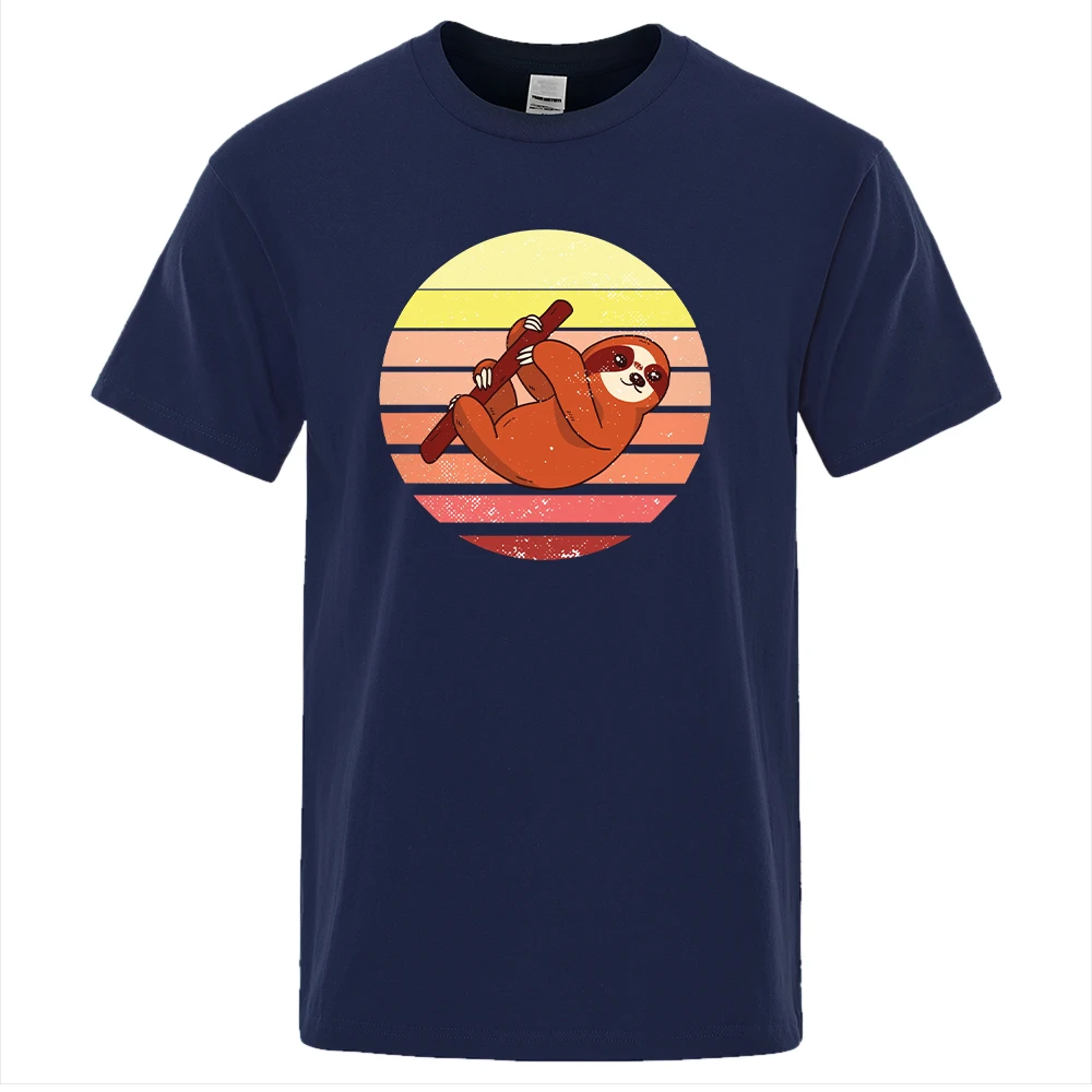 

Мужская футболка с принтом Ленивец на ветке, модные удобные топы, дышащая футболка большого размера, мужская повседневная Летняя футболка