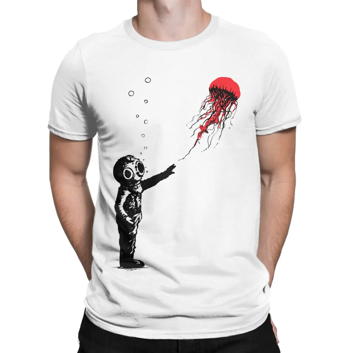 

Men T-Shirt Sting With Me Scuba Diver Dive Funny Pure Cotton Tee Shirt Short Sleeve T Shirts Crewneck Tops Party
