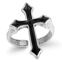 vintage black cross ring silver alloy open adjustable rings christ ring opening free size finger jewelry rings for women men