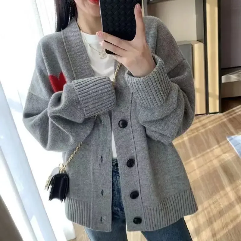 

Knit cardigan coat autumn and winter new Korean version of loose cardigan design sense of niche coat