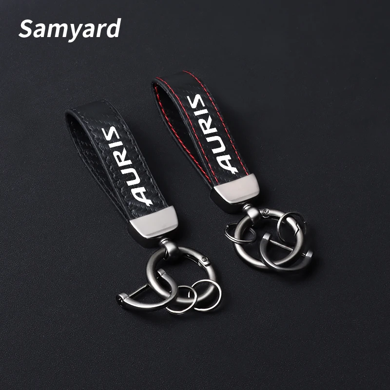 

Carbon Fiber Leather Car Keychain For Toyota Auris Aygo Chr Hilux Yarisl Key Rings Car Accessories