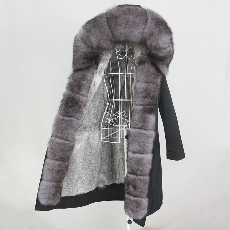 

Luxury brand genuine 2023 Real Coat X-long Waterproof Parka Winter Jacket Women Natural Raccoon Fox Fur Hood Rabbit Liner Detach