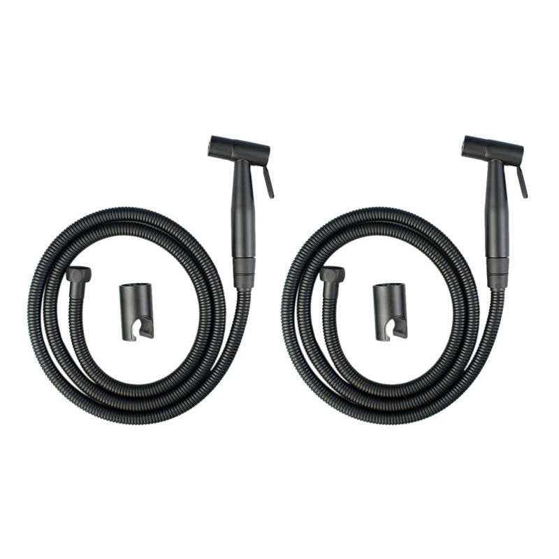 

2X Black Handheld Toilet Sprayer Stainless Steel Bathroom Bidet Sprayer Set With Hose For Shower Sprayer Wall Or Toilet