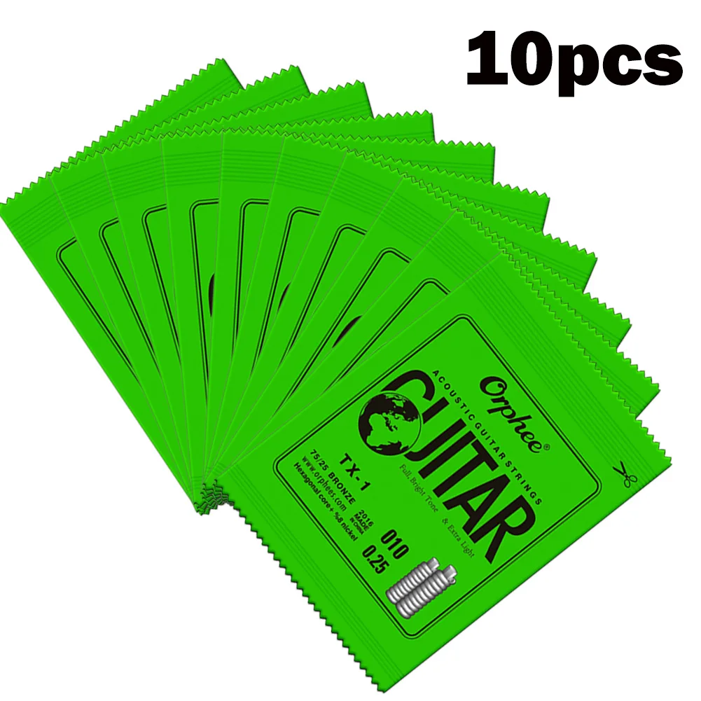 

10pcs Orphee Single Guitar Strings Replacement For Acoustic Guitar 1st E-String (.010) For Beginners Guitar Lovers