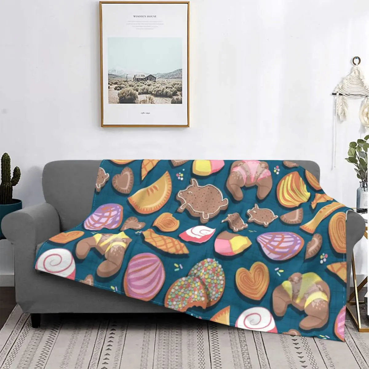 Мексиканский сладкий хлебобулочный френзовый бирюзовый фон пастельные цвета Pan