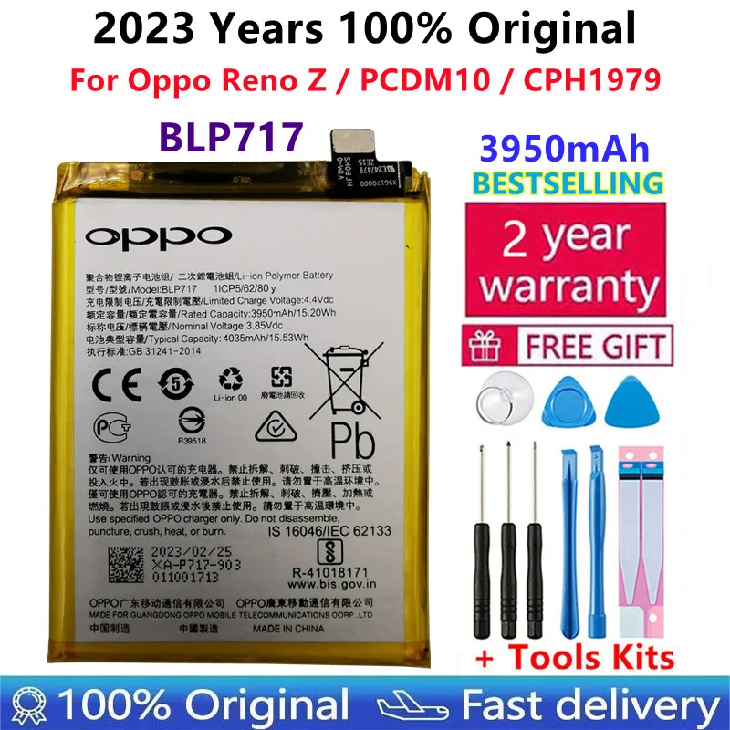 

100% Original New High Quality 4035mAh BLP717 Replacement Battery For OPPO RENO Z PCDM10 CPH1979 Mobile Phone Batteries Bateria