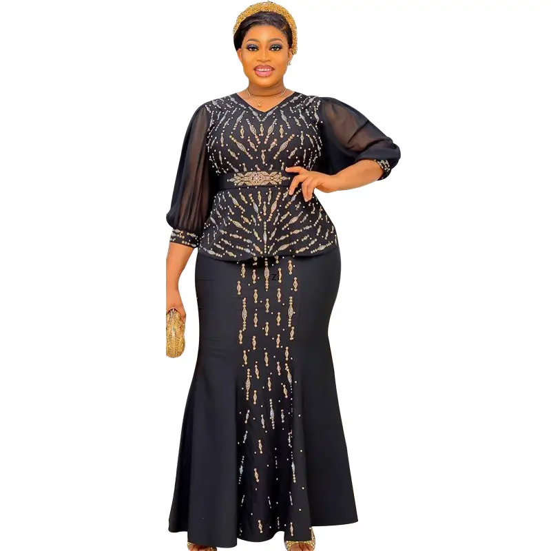 

Комплект из 2 предметов, топ и юбка, Африканский Дашики, женская одежда, комплект из двух предметов, традиционный халат для свадебной вечеринки, наряды Анкары, кафтан