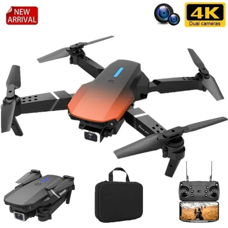 

New Orange-Black E525 E88 Pro Mini Drone 4K Professional HD 4K 1080P Camera Height Hold RC Foldable Quadcopter Dron Gift s Toy