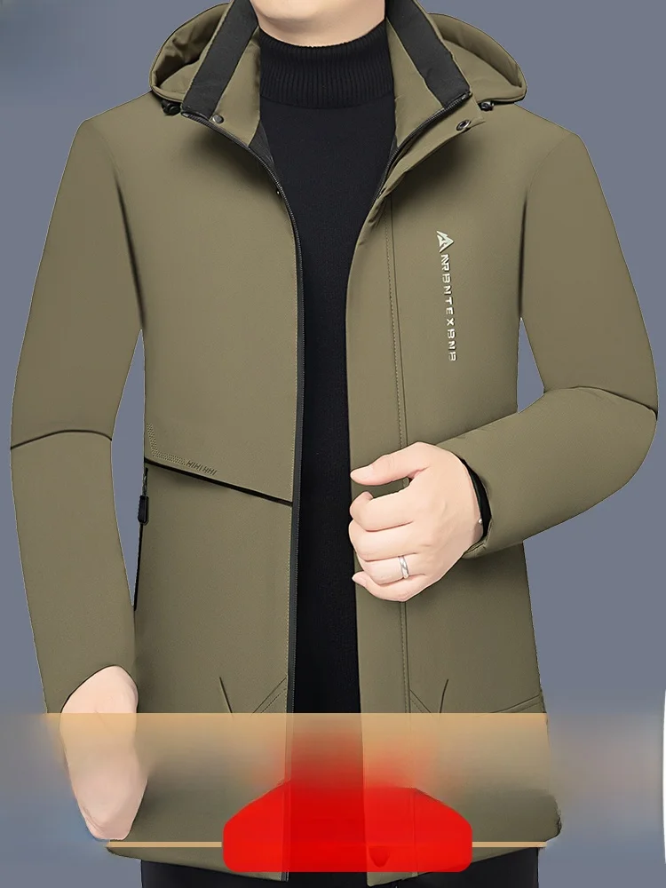 Woodpecker 2024 Winter New Cotton-Padded Coat Men's Cargo Windproof Warm Thickened Middle-Aged Daddy Clothes Top