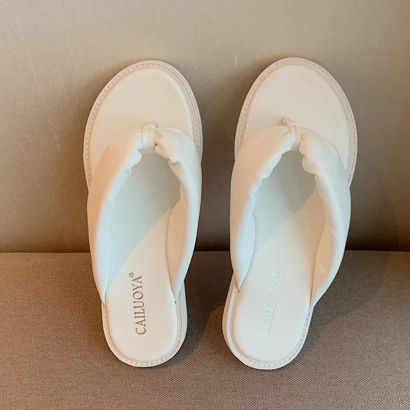 

Women Flip Flops 2022 New Ladies Slippers Summer Home Casual Round Toe Rubber Slides Black Female Shoes Outside Indoor Flats