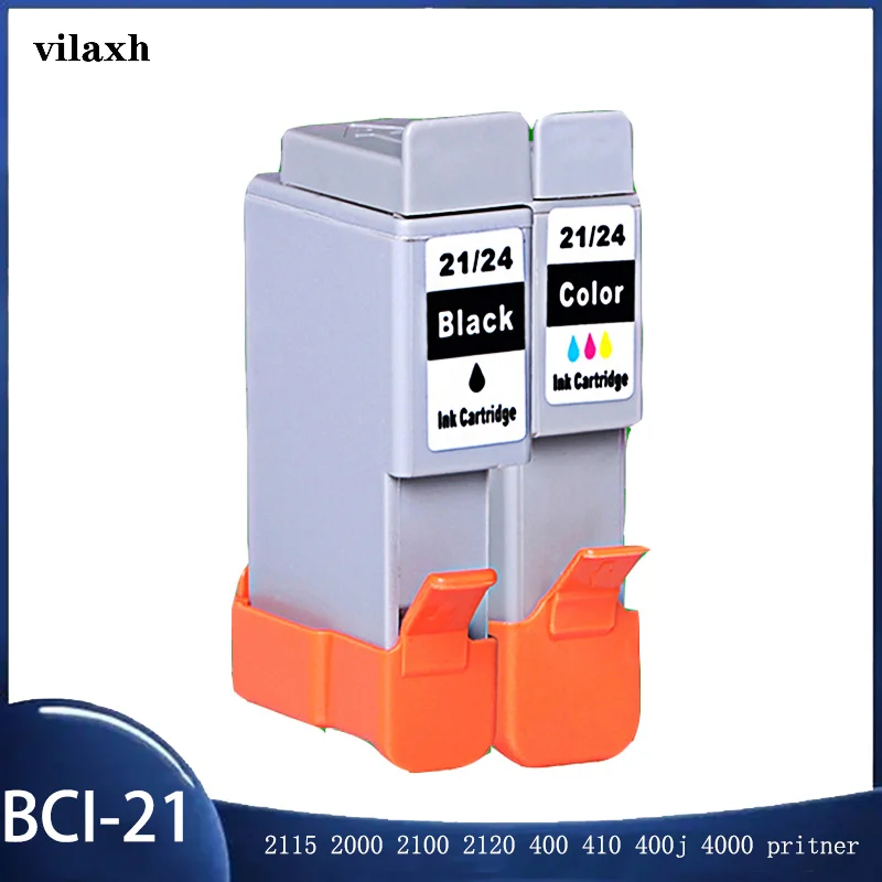 

vilaxh BCI-21 BCI-24 Ink Cartridge For Canon BCI 21 BCI 24 Bjc 2115 2000 2100 2120 400 410 400j 4000 pritner