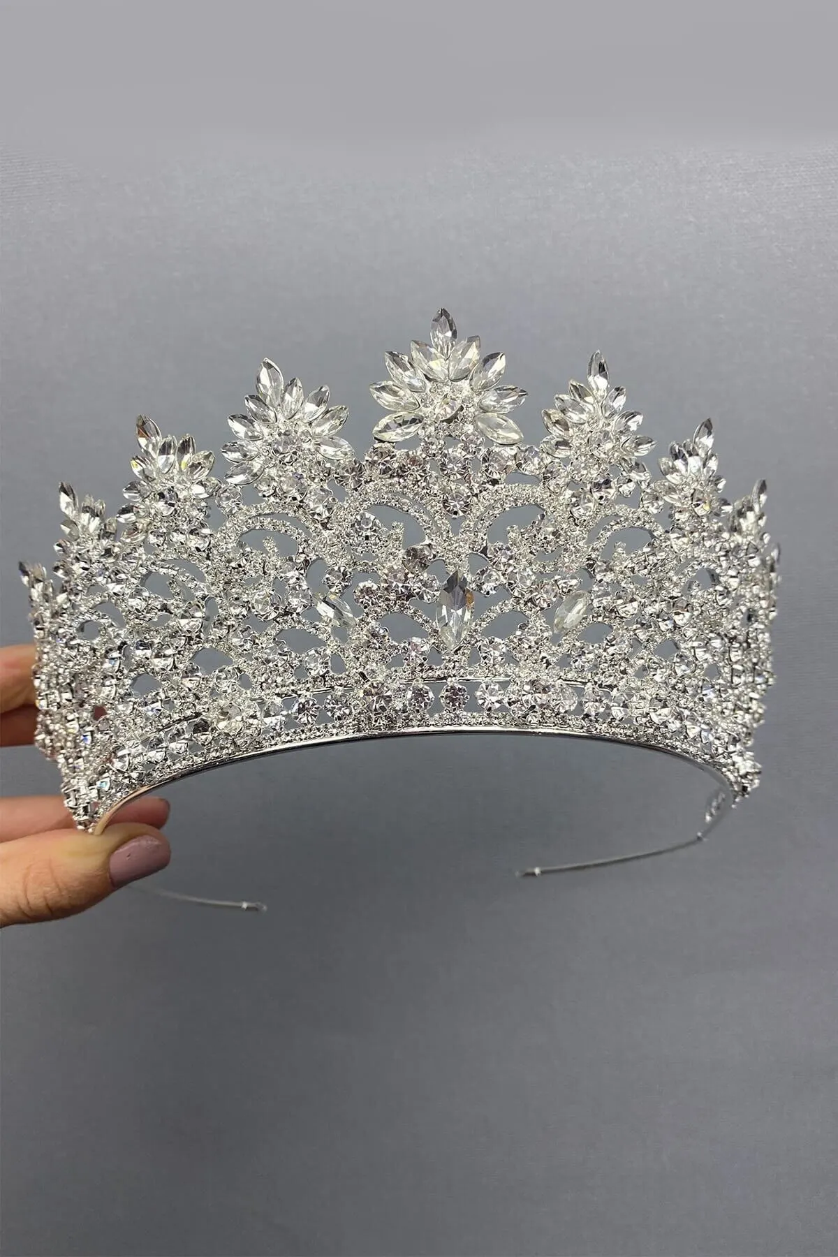 

Bridal Accessories Silver Color Angelina Bridal Crown Wedding Handmade For Bride And Bridesmaids