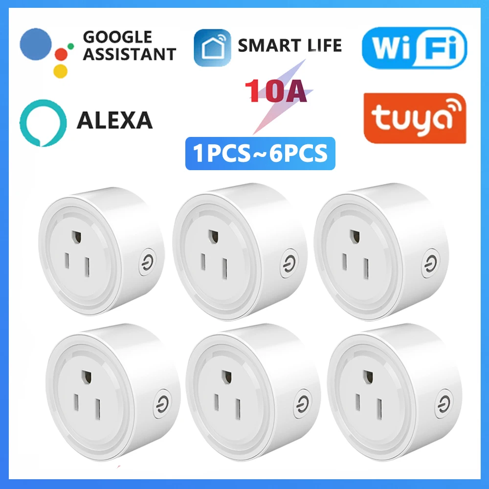 

Tuya WiFi Smart Plug Socket US 10A Wireless Switch APP Remote Control Timing Countdown function Works with Alexa Google Home