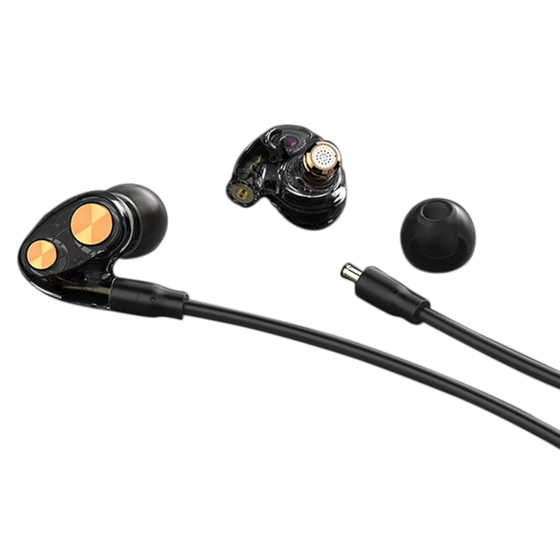 

N35 Wired Earphone Three-Unit Ring Iron Dual Driver Earphone Earbuds Comfortable To Wear