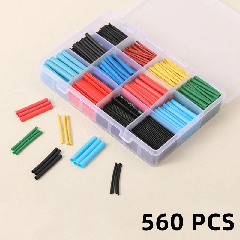 

560 PCS Color Boxed,Shrink Heat Sleeve Tubes Set,Thermoresistant Tube,Wire Insulated Polyolefin,Electronic DIY Kit,2:1 Times