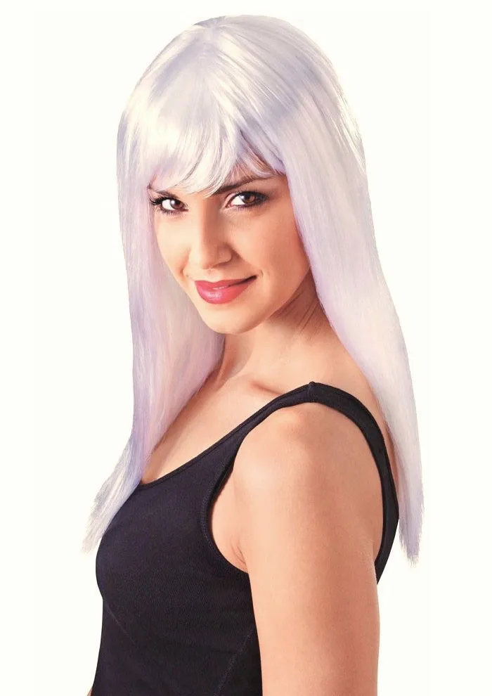 

White Color Long Party Wig Ergonomic Design Practical Products